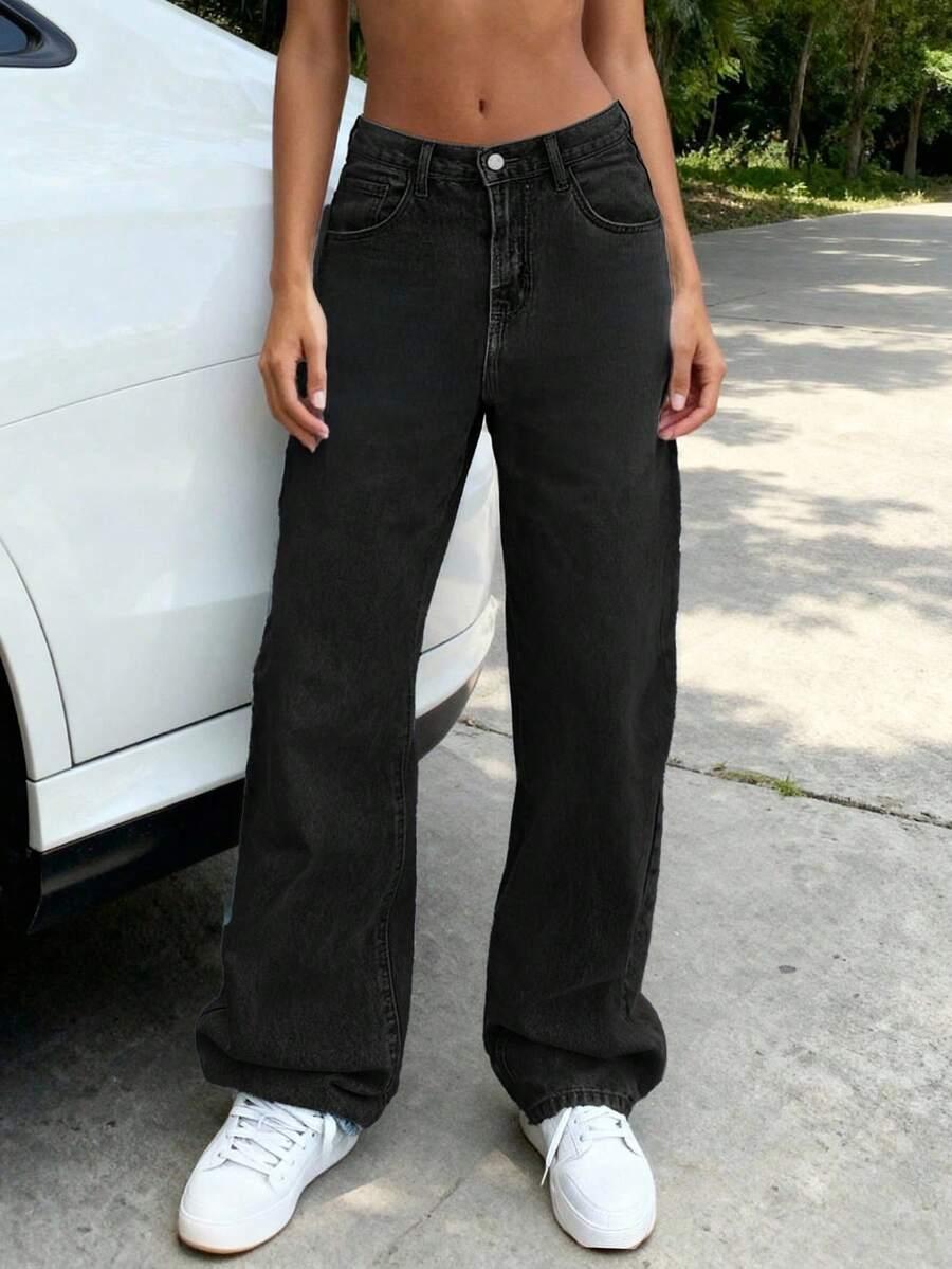 CZARNE SPODNIE JEANS