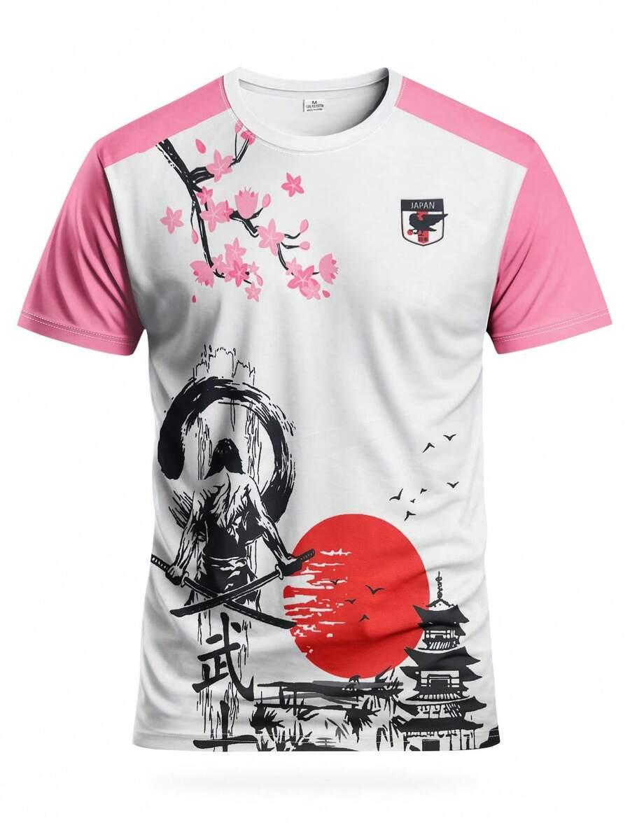 t-shirt okrągły dekolt nadruk