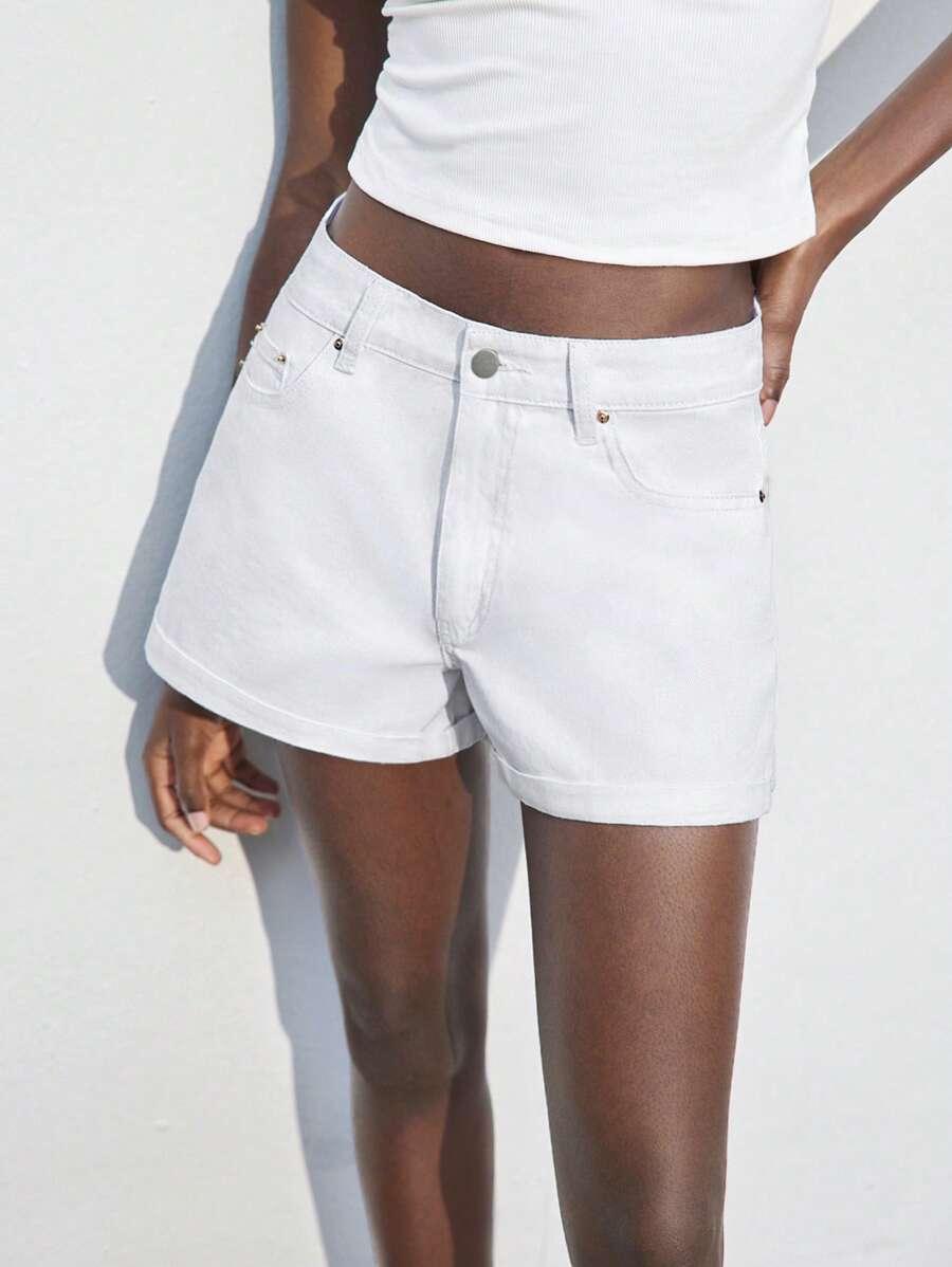 BIAŁE SPODENKI JEANS 