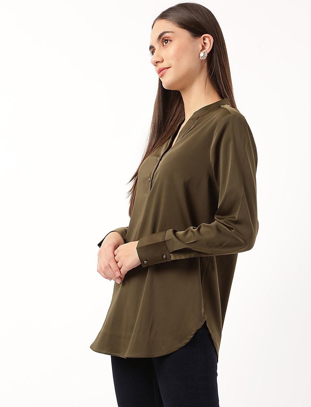 TOP KHAKI V-NECK T43-3448K-XC