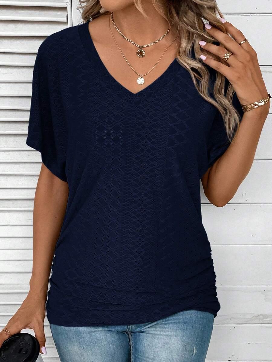 granatowa bluzka v-neck 