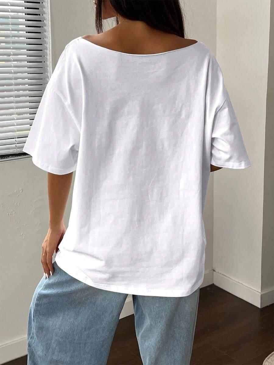 biały t-shirt nadruk