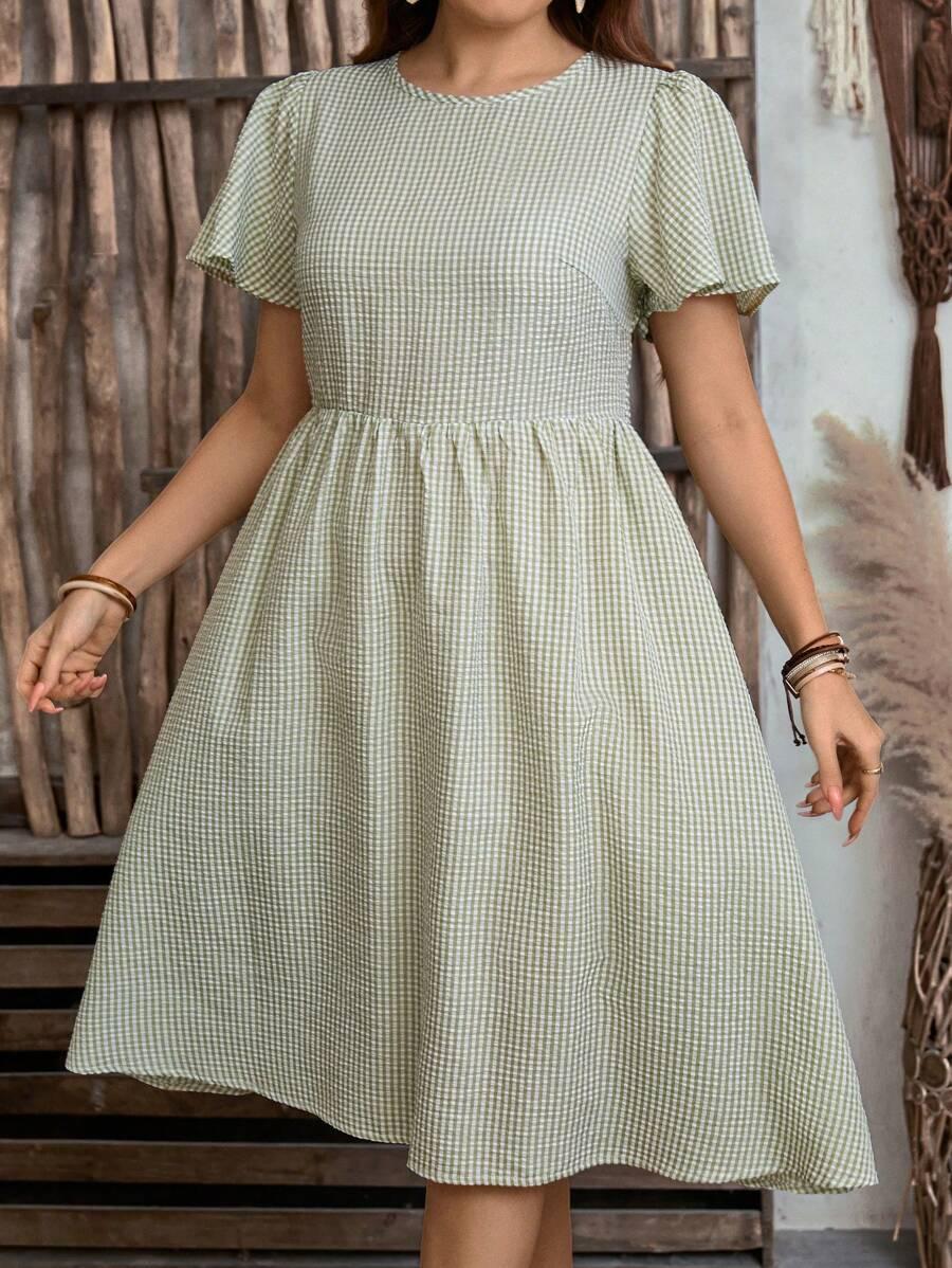 BOHO MIDI SUKIENKA PLUS SIZE KRATKA KRÓTKI RĘKAW