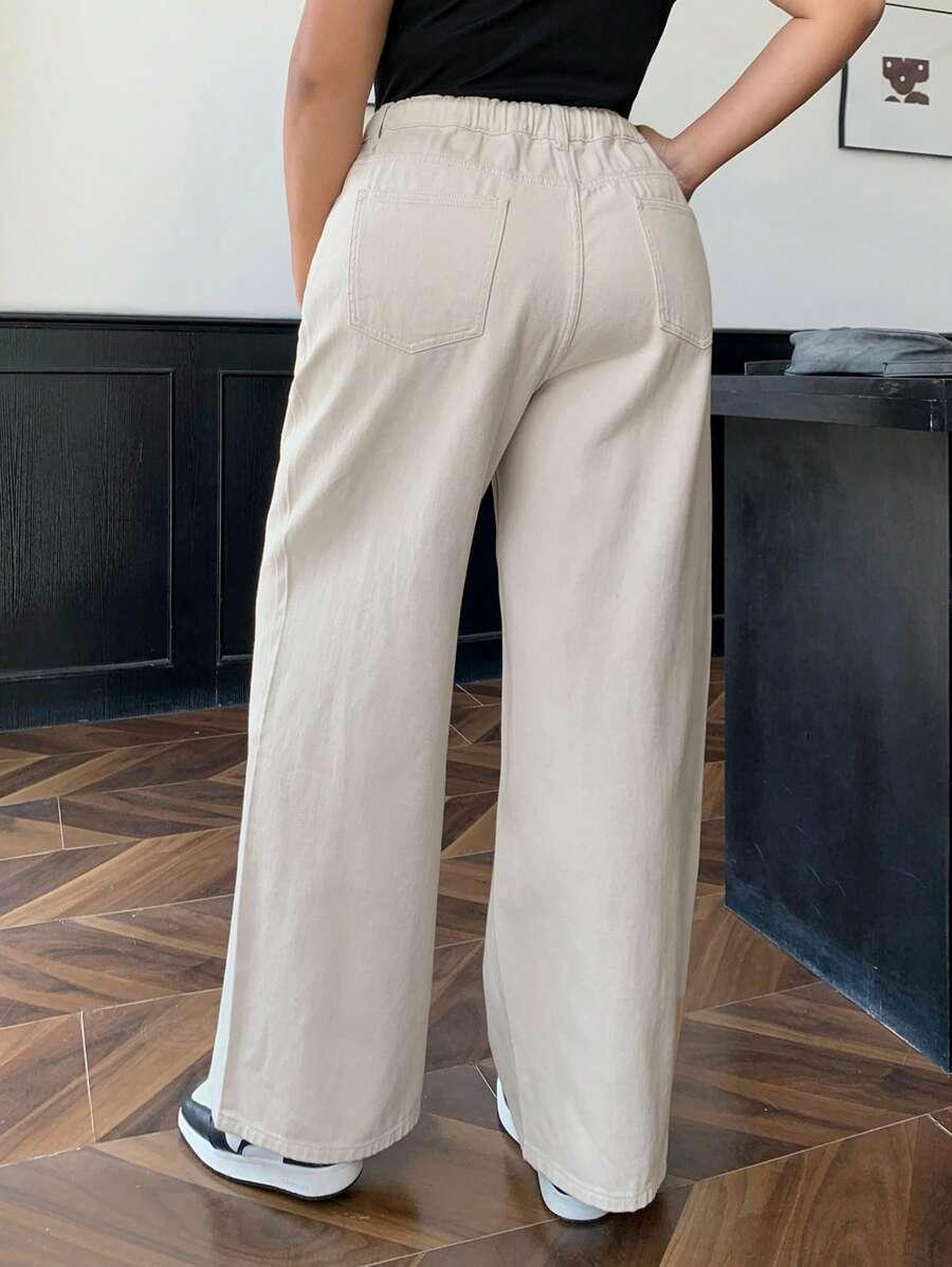 BEŻOWE SPODNIE JEANS
