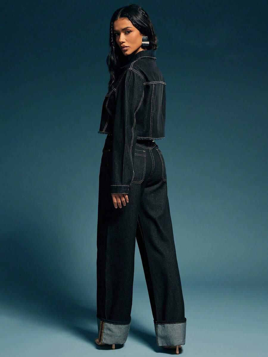 SPODNIE JEANS WIDE LEG