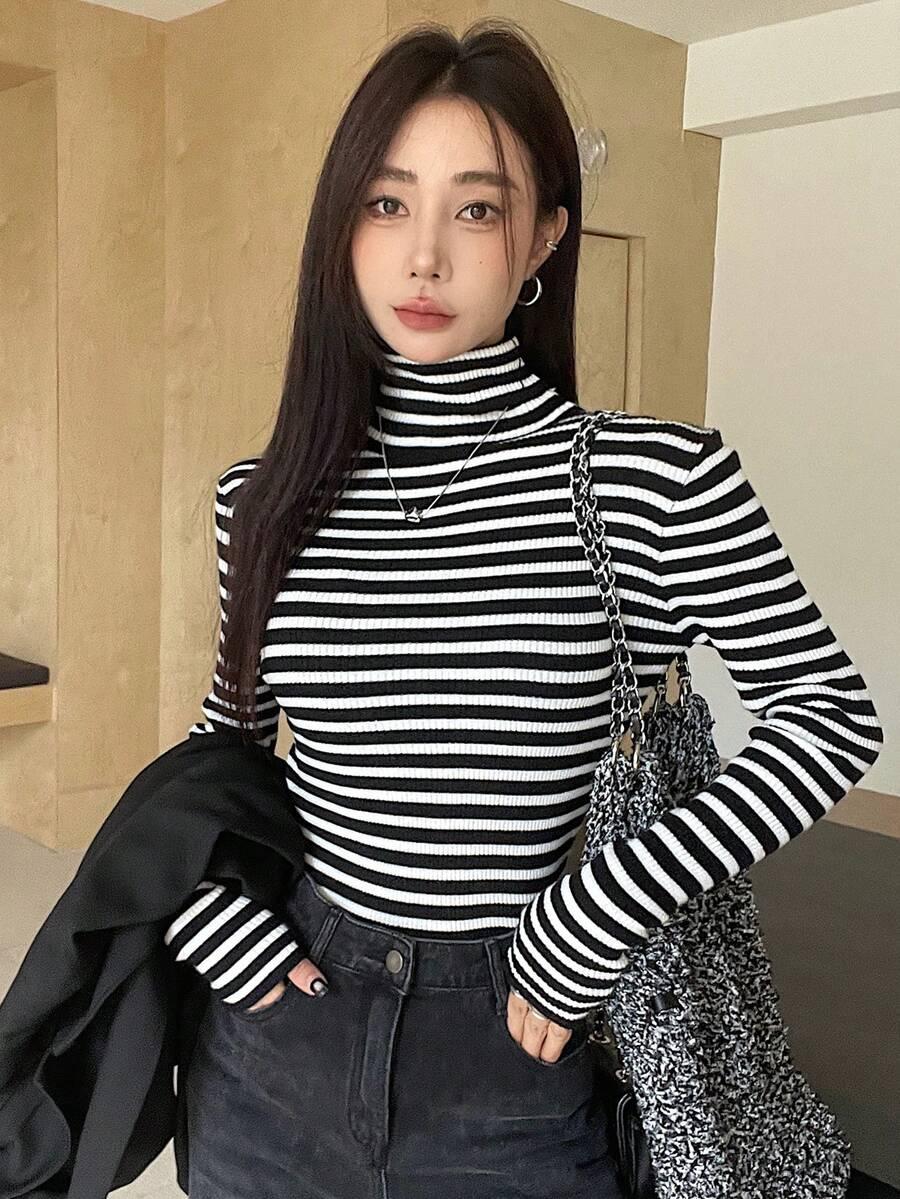 sweter w paski golf