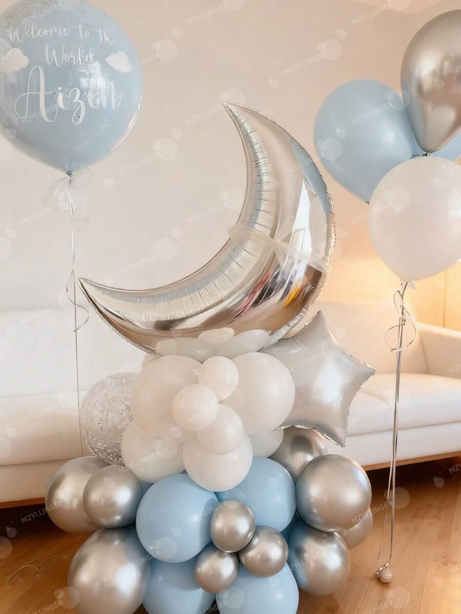 srebrny balon księżyc gwiazda