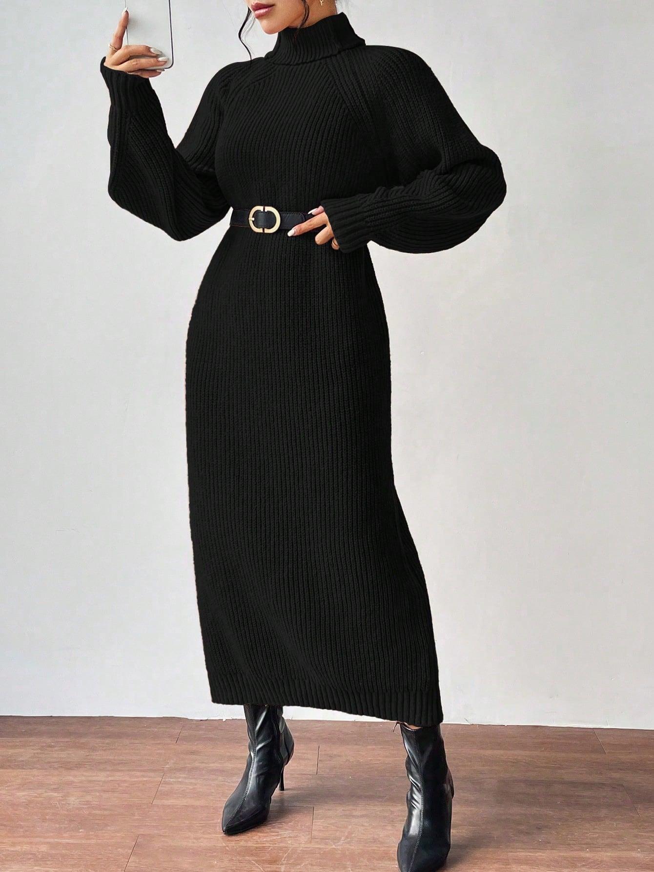 CZARNA DZIANINOWA SUKIENKA OVERSIZE GOLF