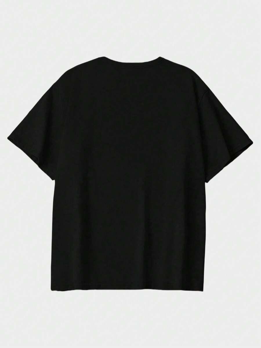 CZARNY T-SHIRT okrągły dekolt
