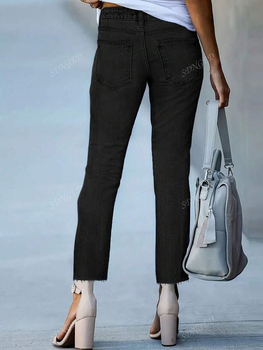 CZARNE SPODNIE JEANS ZAMEK KIESZENIE 