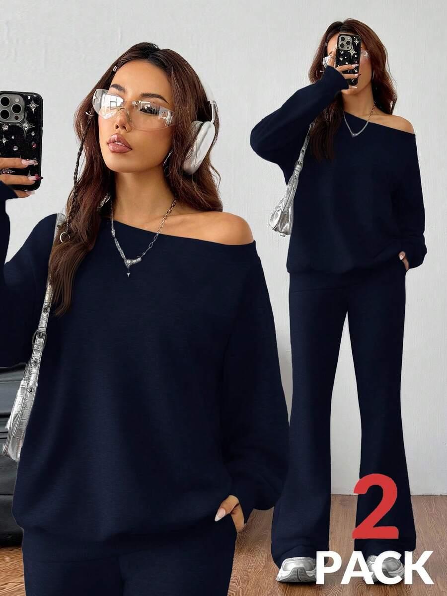 GRANATOWY KOMPLET DRESOWY BLUZA SPODNIE