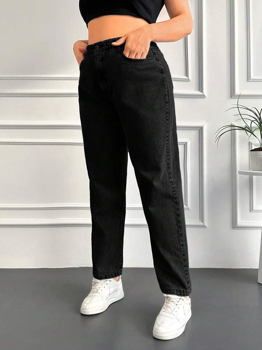 CZARNE SPODNIE JEANS WYSOKI STAN