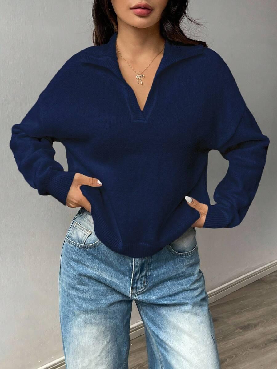 granatowy dzianinowy sweter 