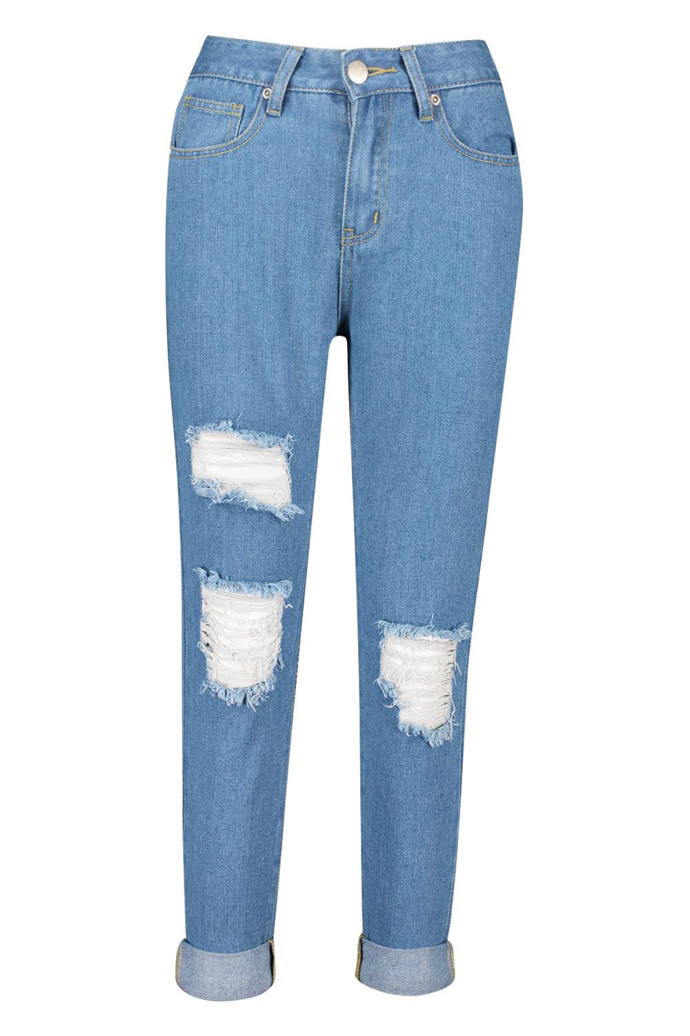 spodnie jeans wysoki stan ripped