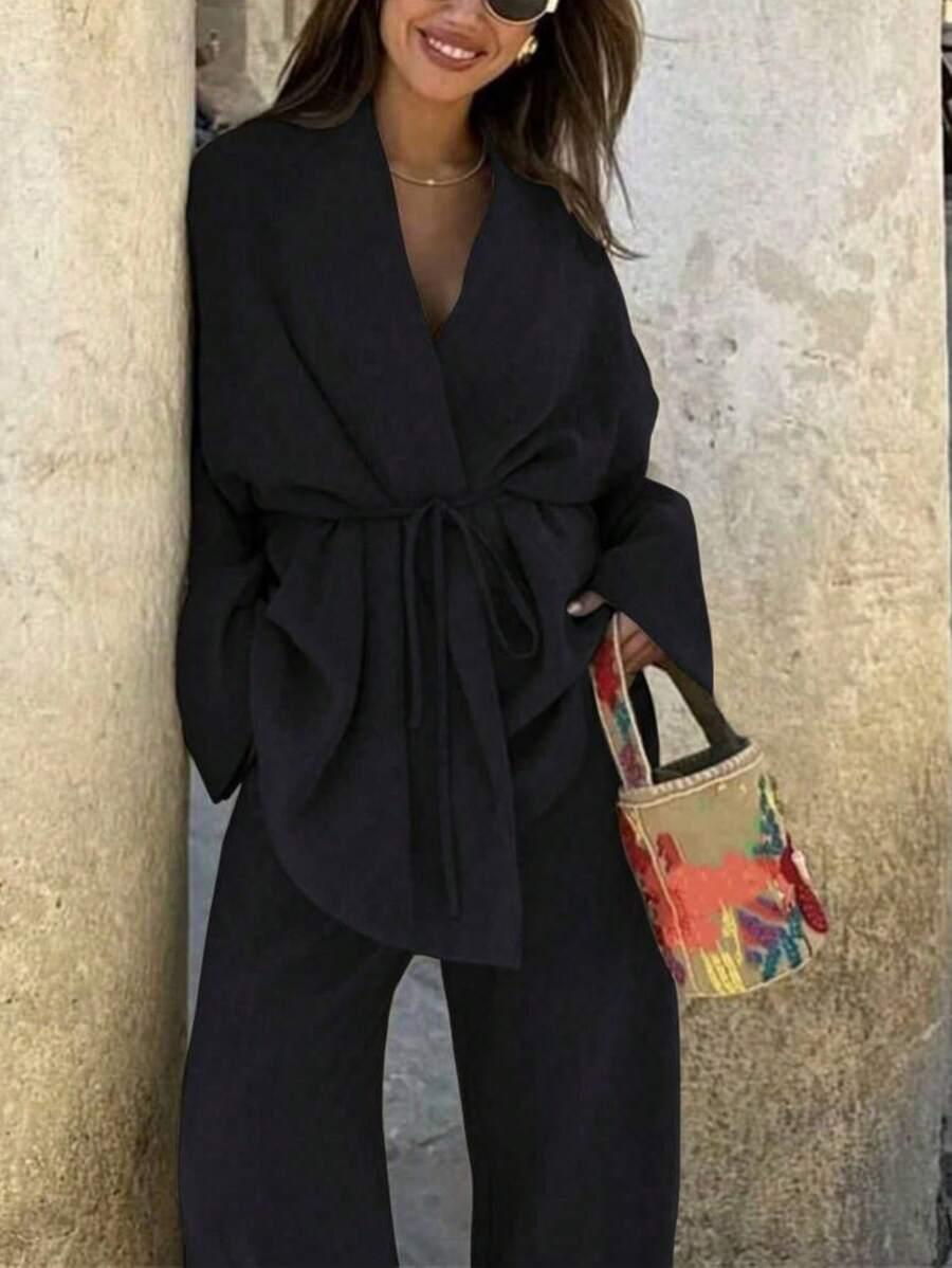 czarna kopertowa bluzka kimono