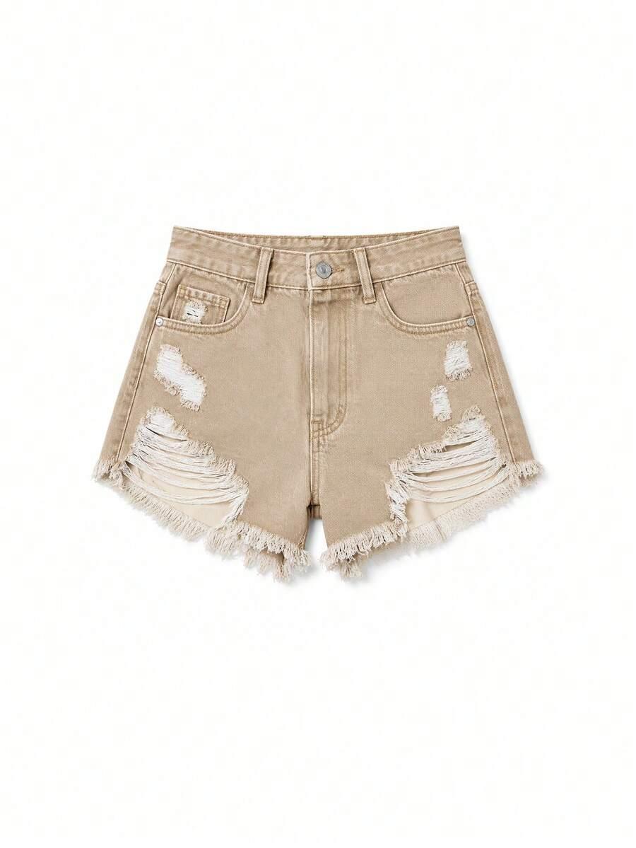 beżowe spodenki jeans