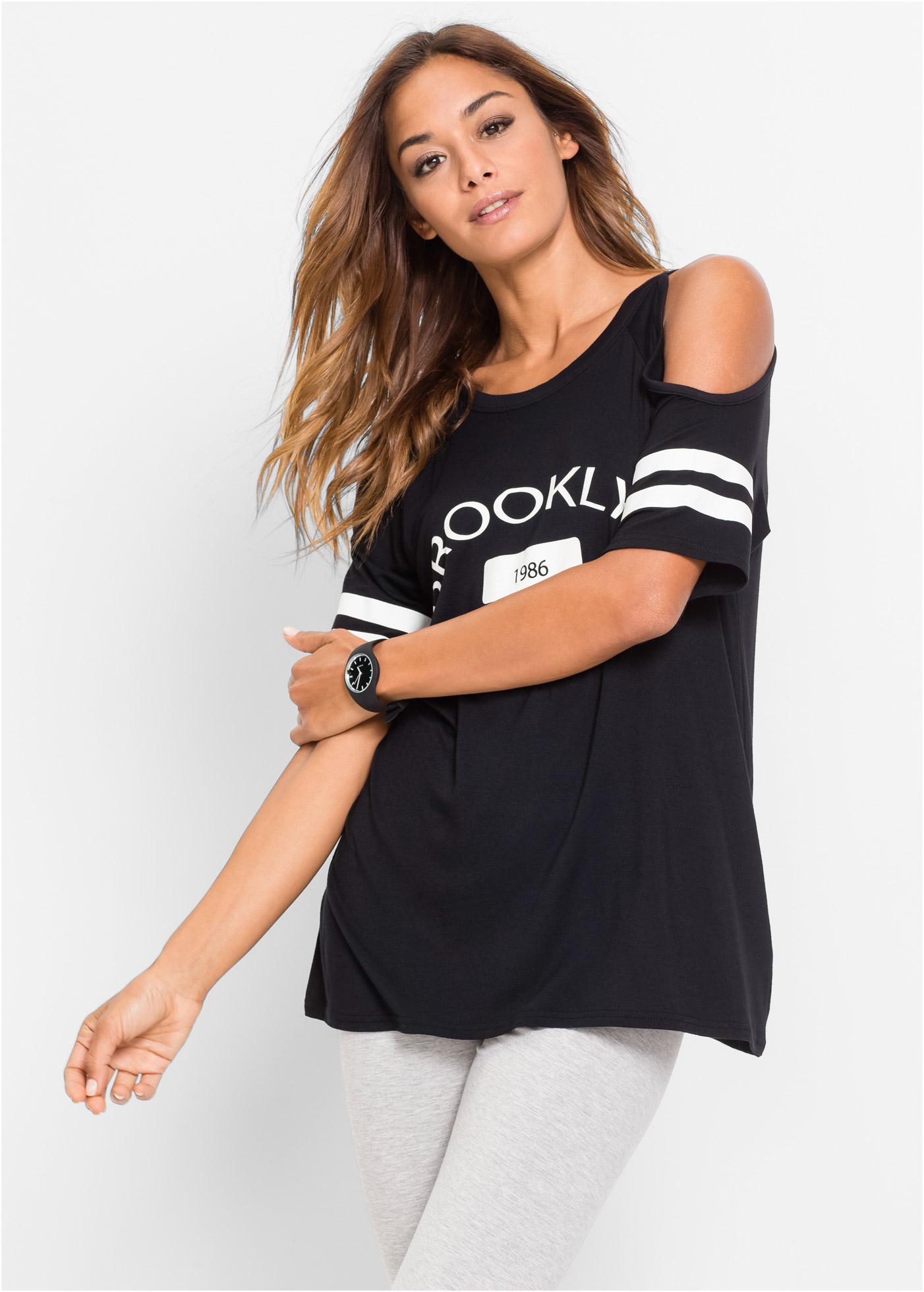 czarna bluzka napis brooklyn