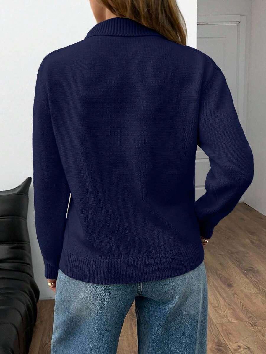 granatowy sweter zamek kołnierzyk