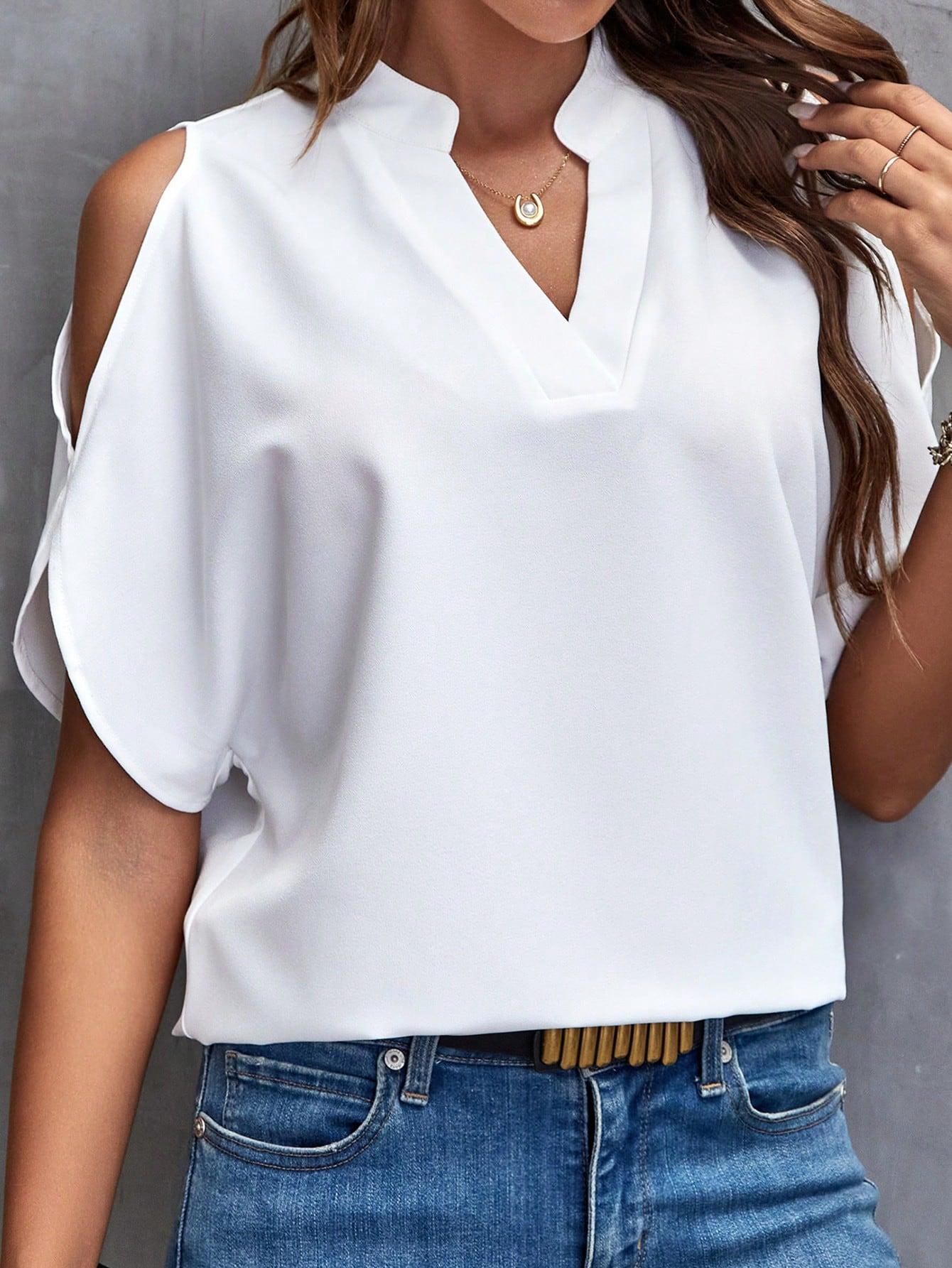 BIAŁA BLUZKA V-NECK