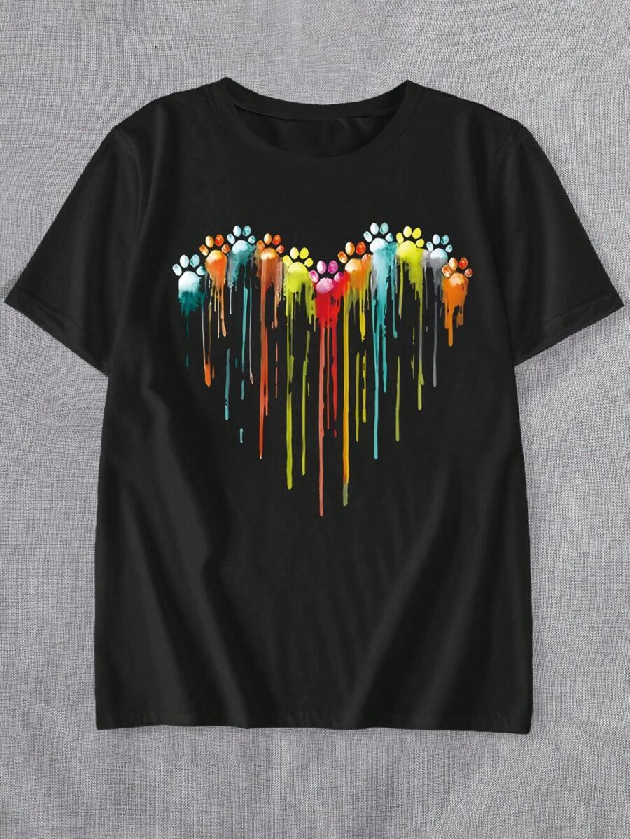 CZARNY T-SHIRT nadruk