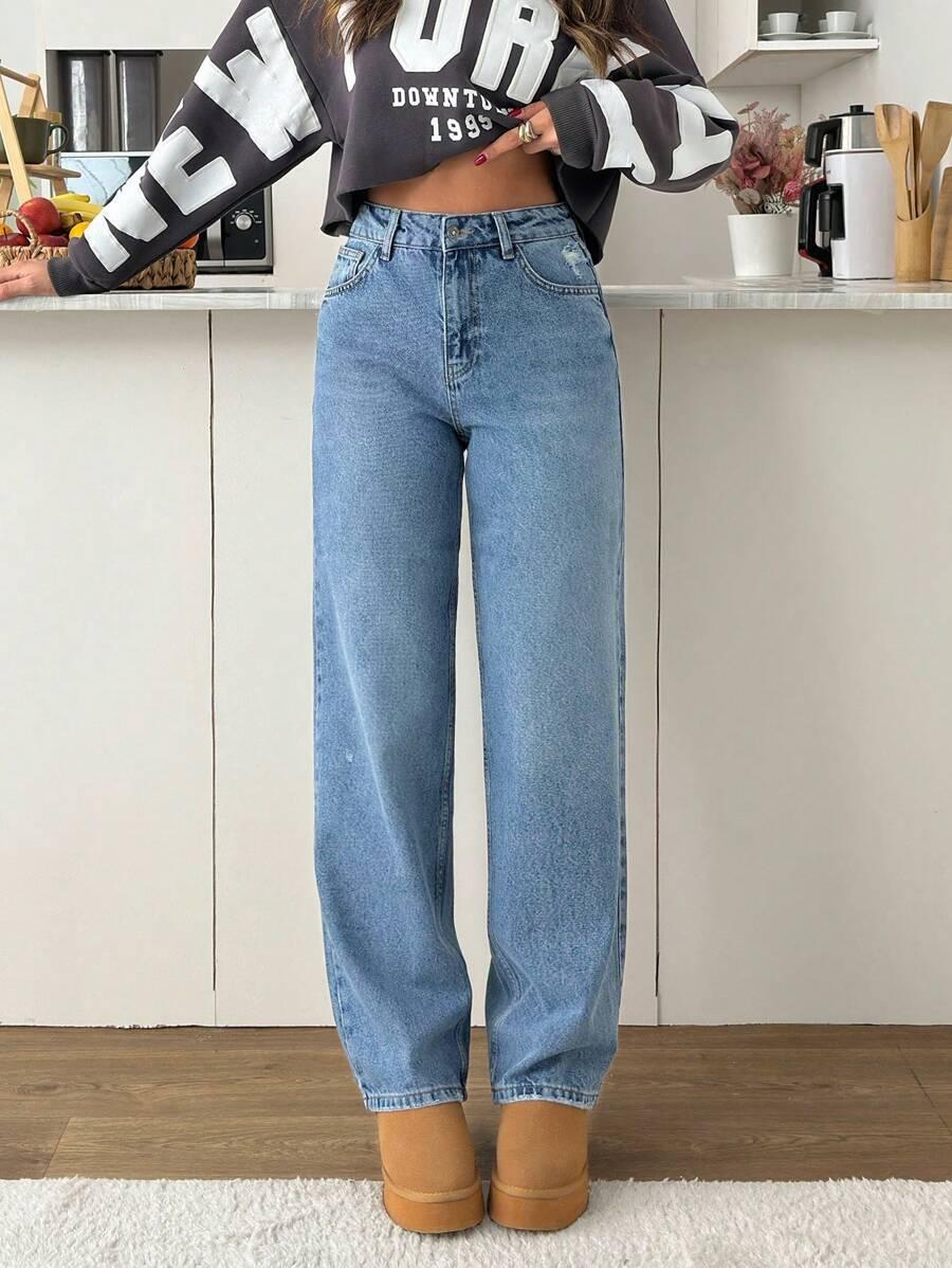 niebieskie spodnie jeans wysoki stan 