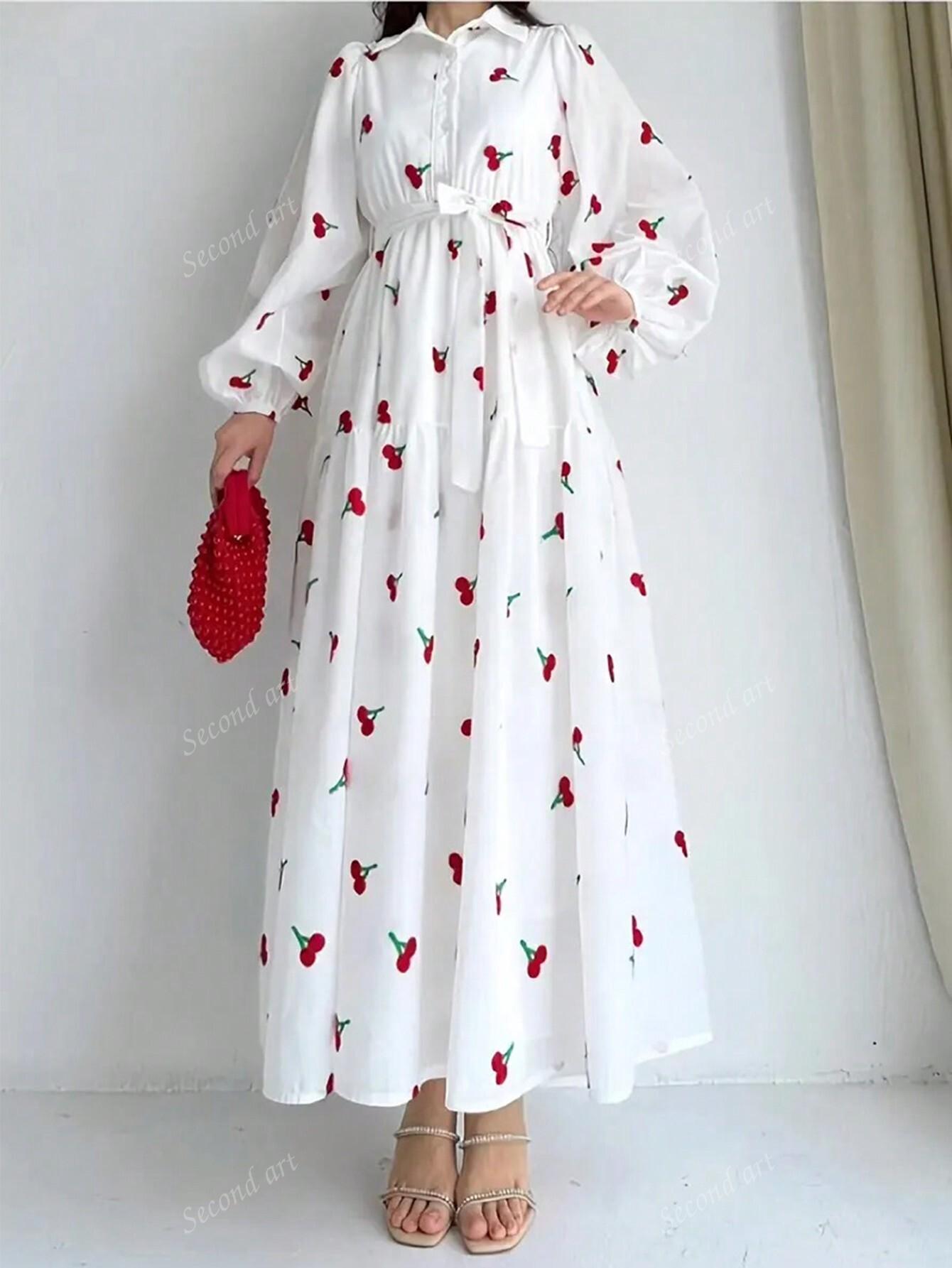 biała maxi sukienka print