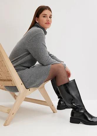SZARA dzianinowa MINI SUKIENKA z golfem