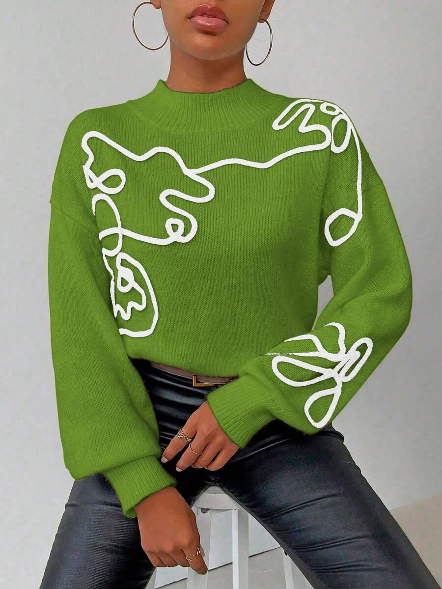 zielony sweter haft