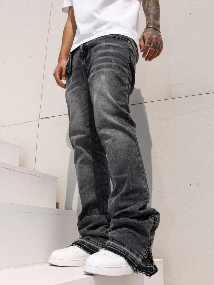 SZARE SPODNIE JEANS KIESZENIE