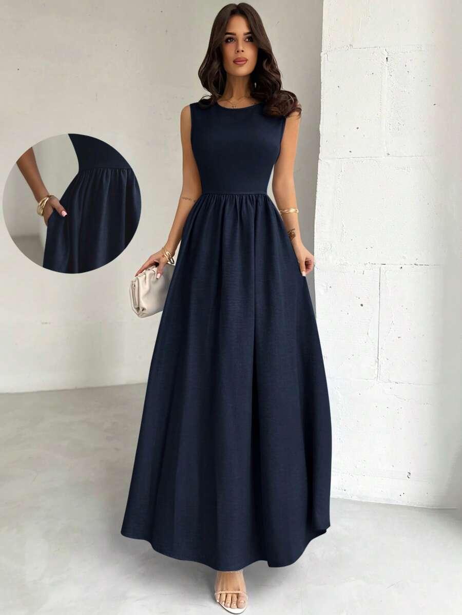 granatowa SUKIENKA MAXI