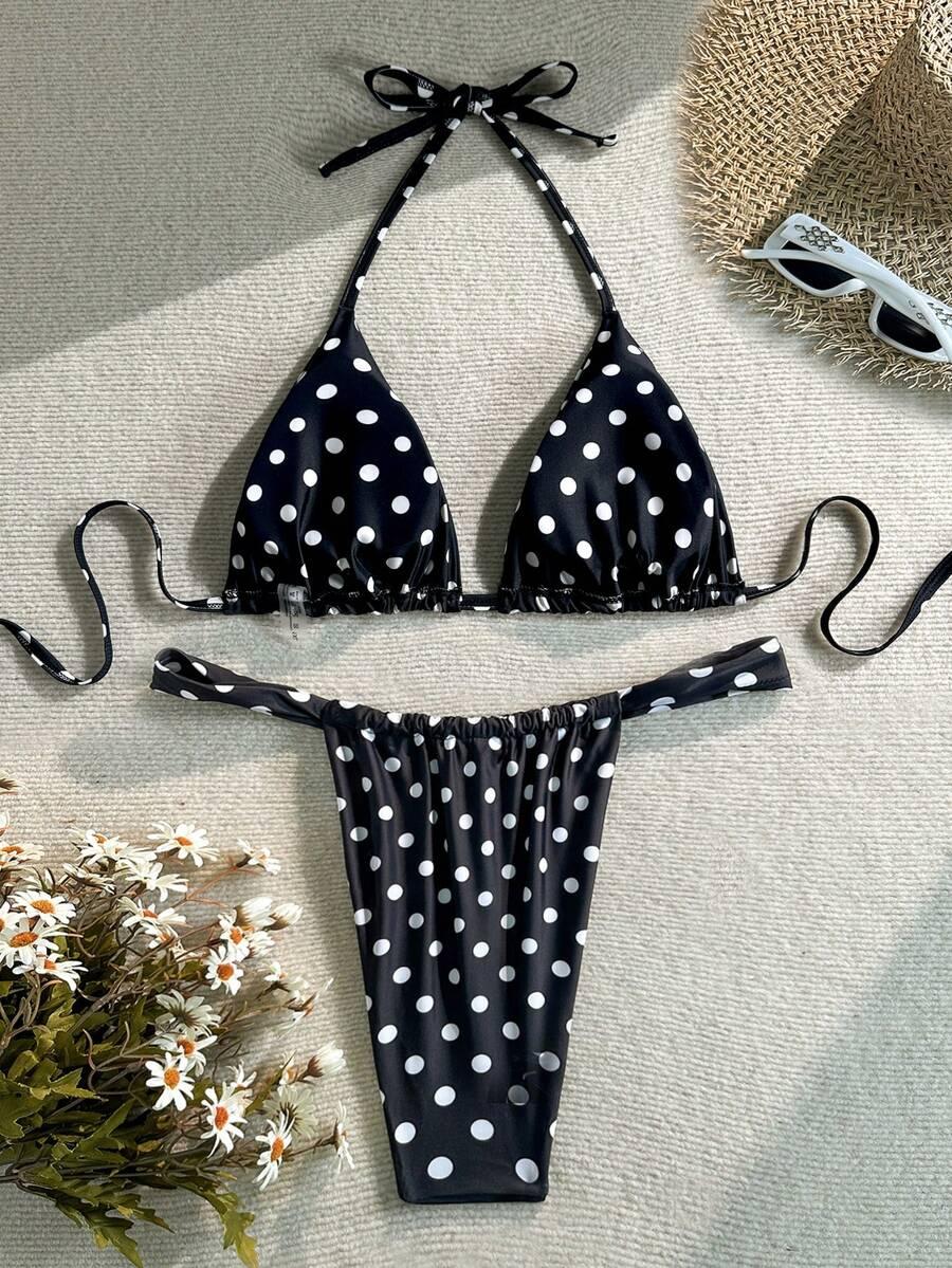 DWUCZĘŚCIOWY STRÓJ KĄPIELOWY WZÓR GROSZKI