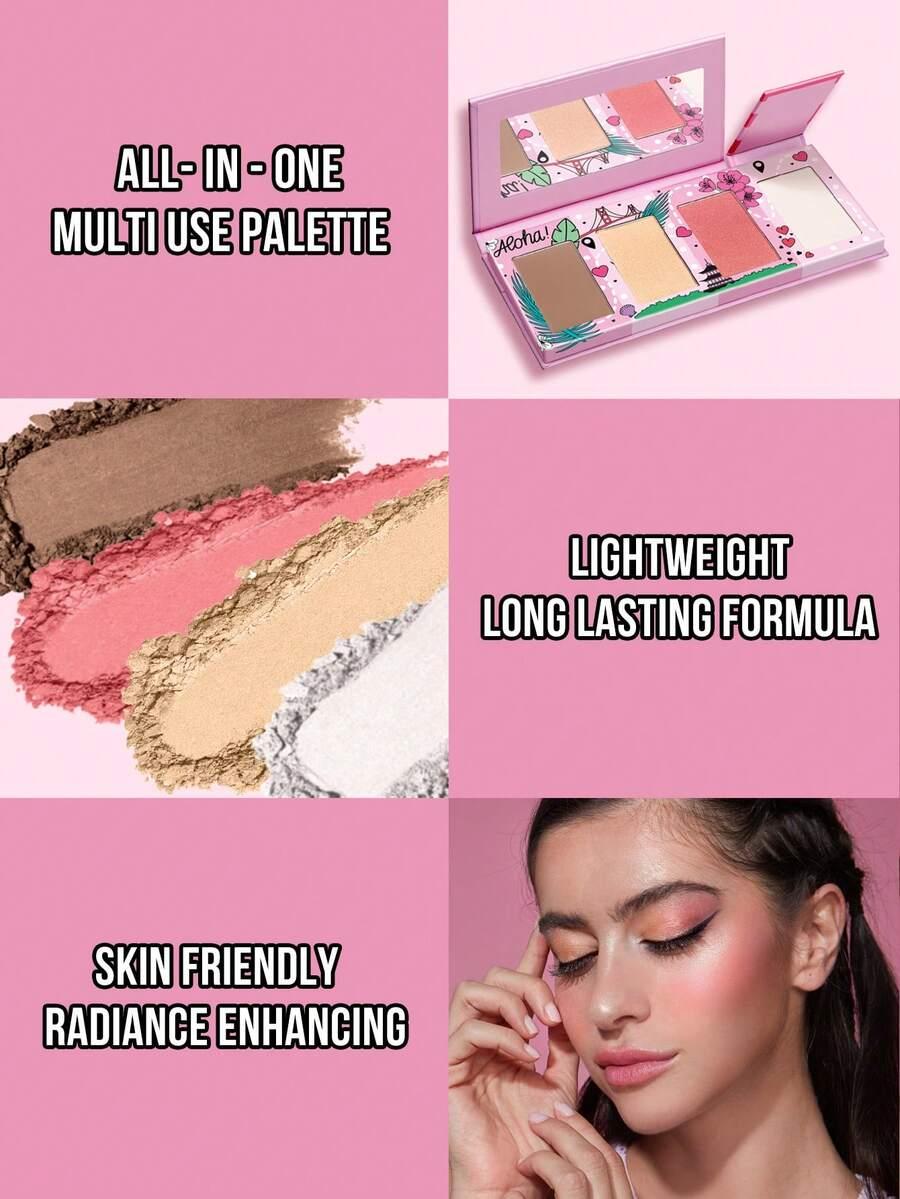 4w1 paleta bronzer róż puder rozświetlacz JETSETTER 