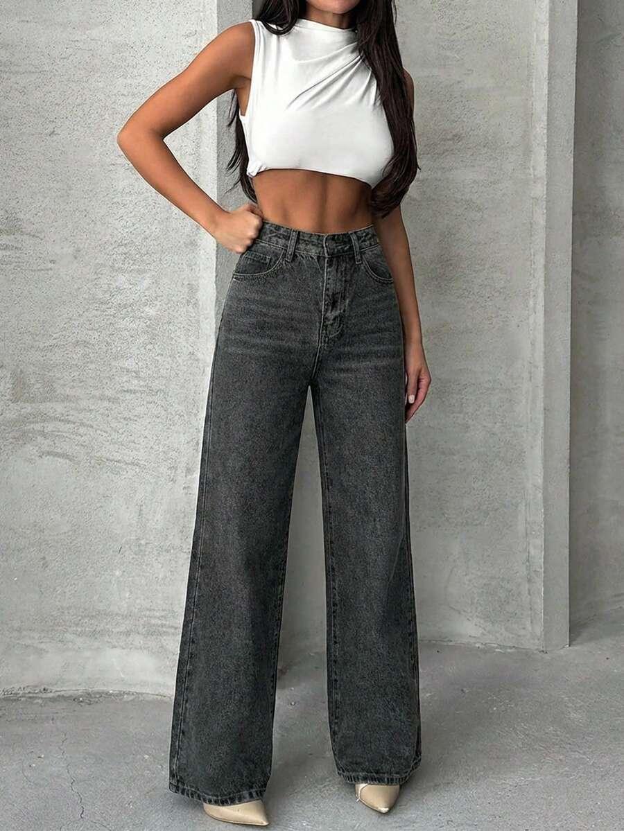 CZARNE SPODNIE JEANS