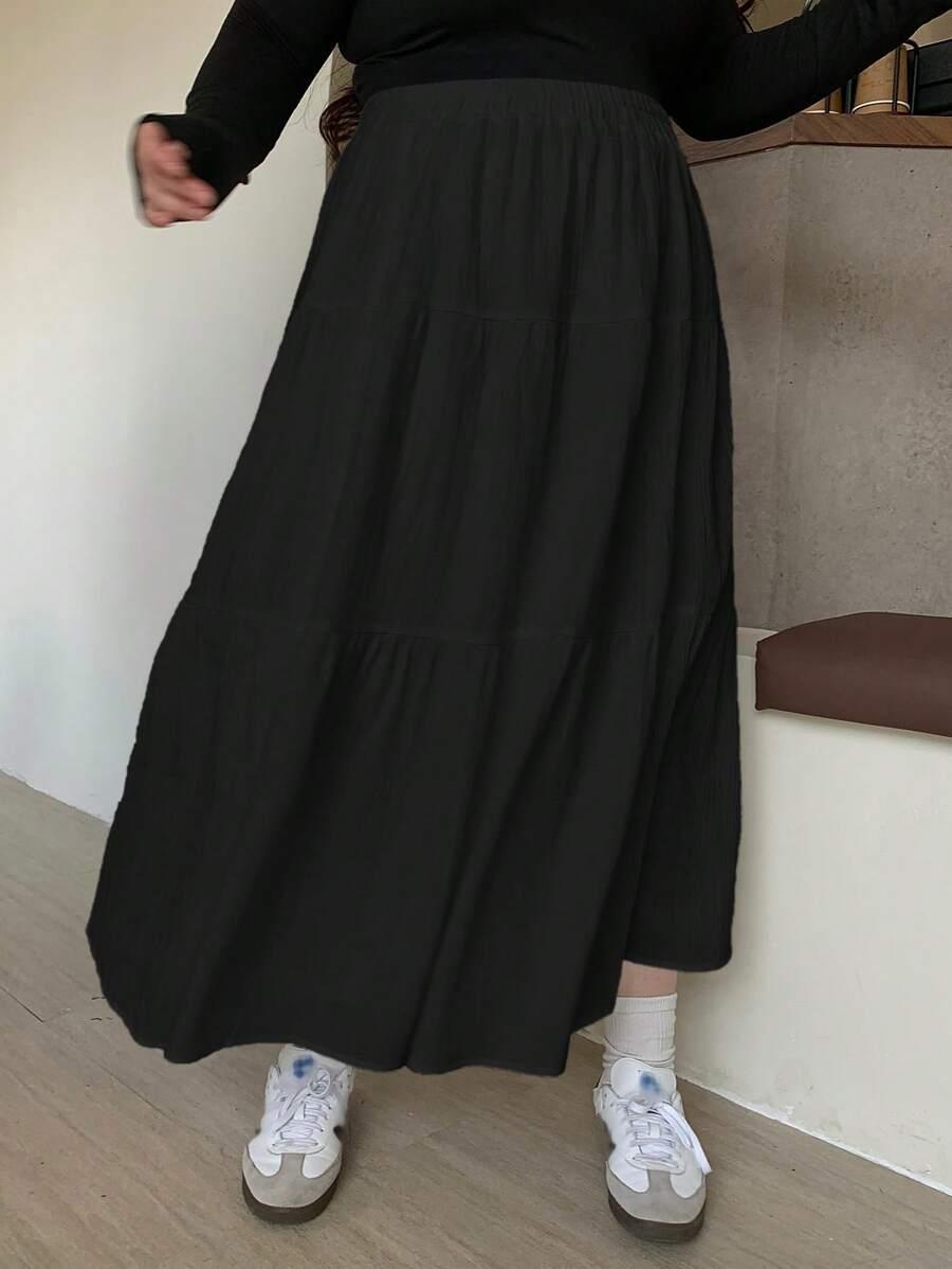  SPÓDNICA MIDI CZARNA