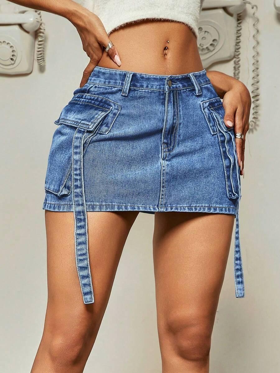 niebieska spódnica jeans 