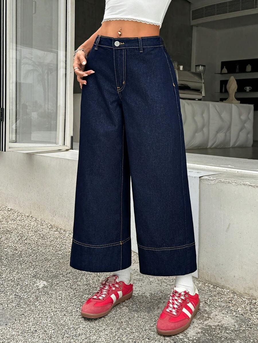 GRANATOWE SPODNIE JEANS
