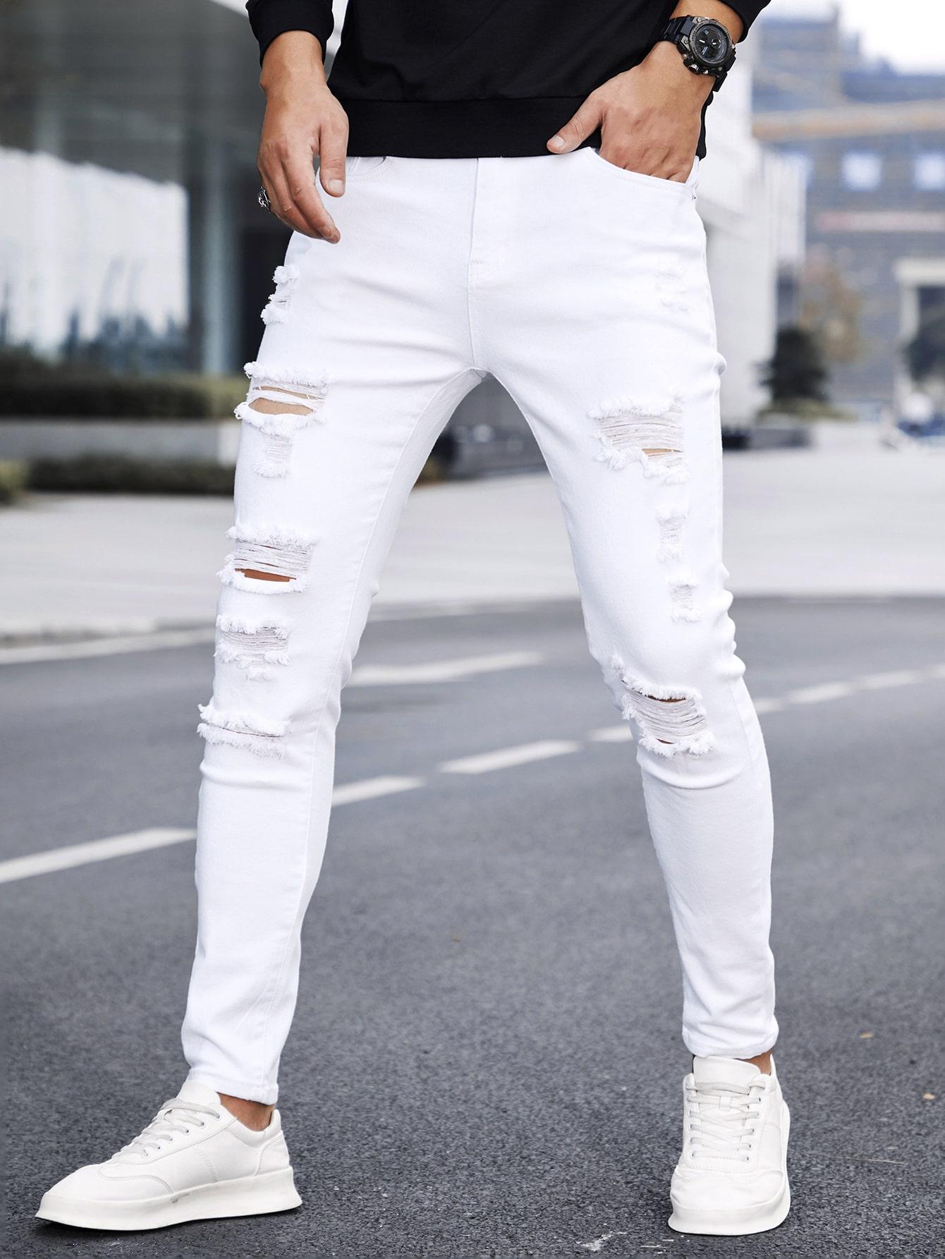 BIAŁE SPODNIE JEANS