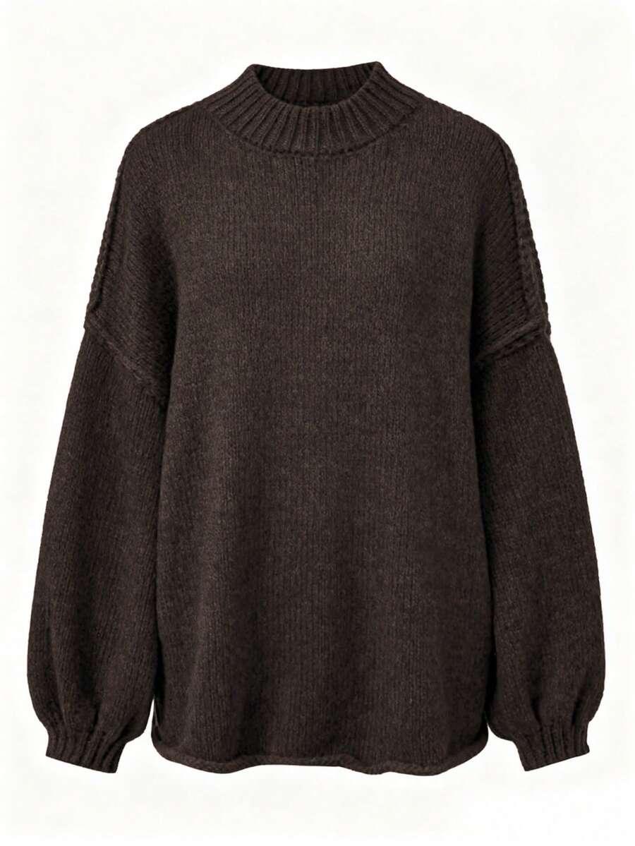 brązowy sweter długi rękaw