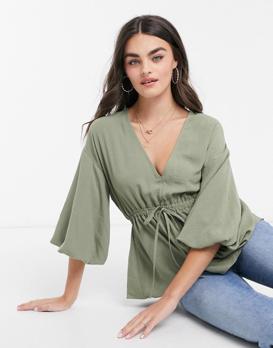 ZIELONA BLUZKA V-NECK