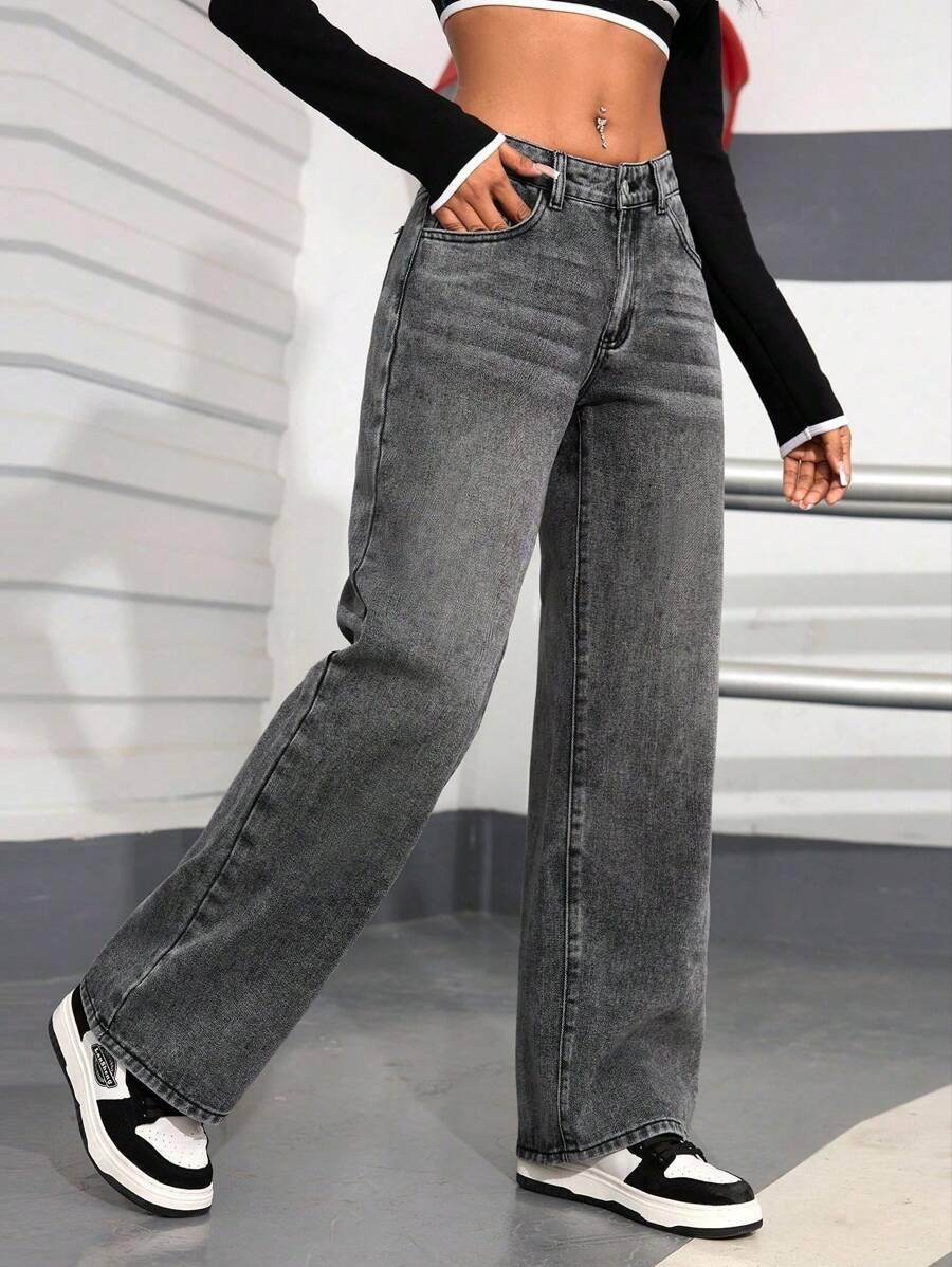 SZARE SPODNIE JEANS