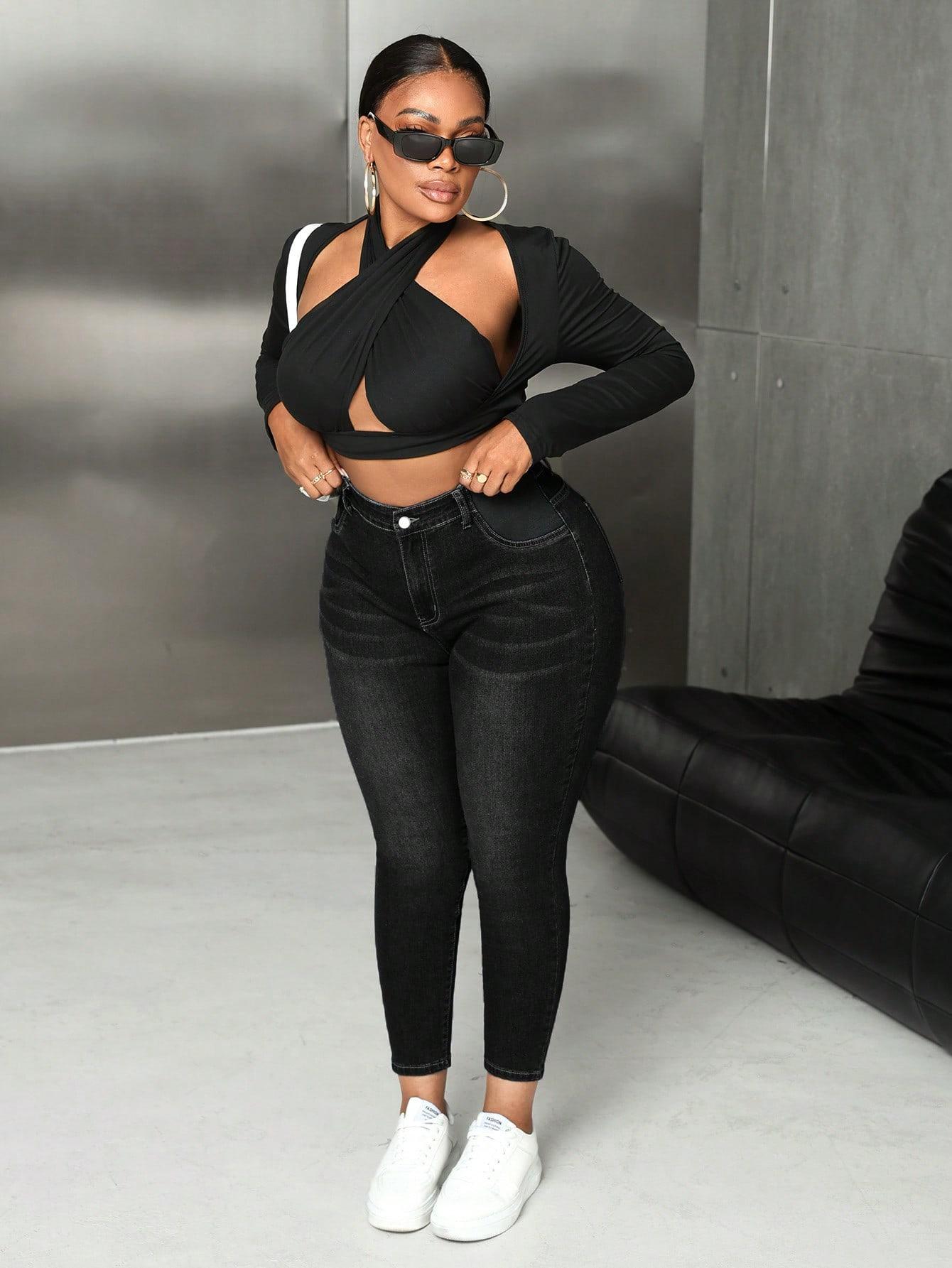 CZARNE SPODNIE JEANS RURKI