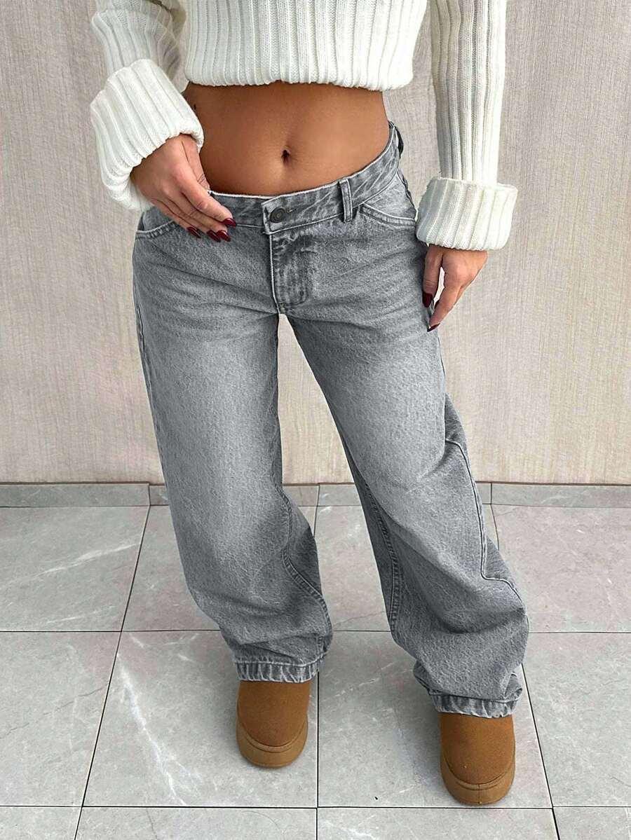 szare spodnie jeans 