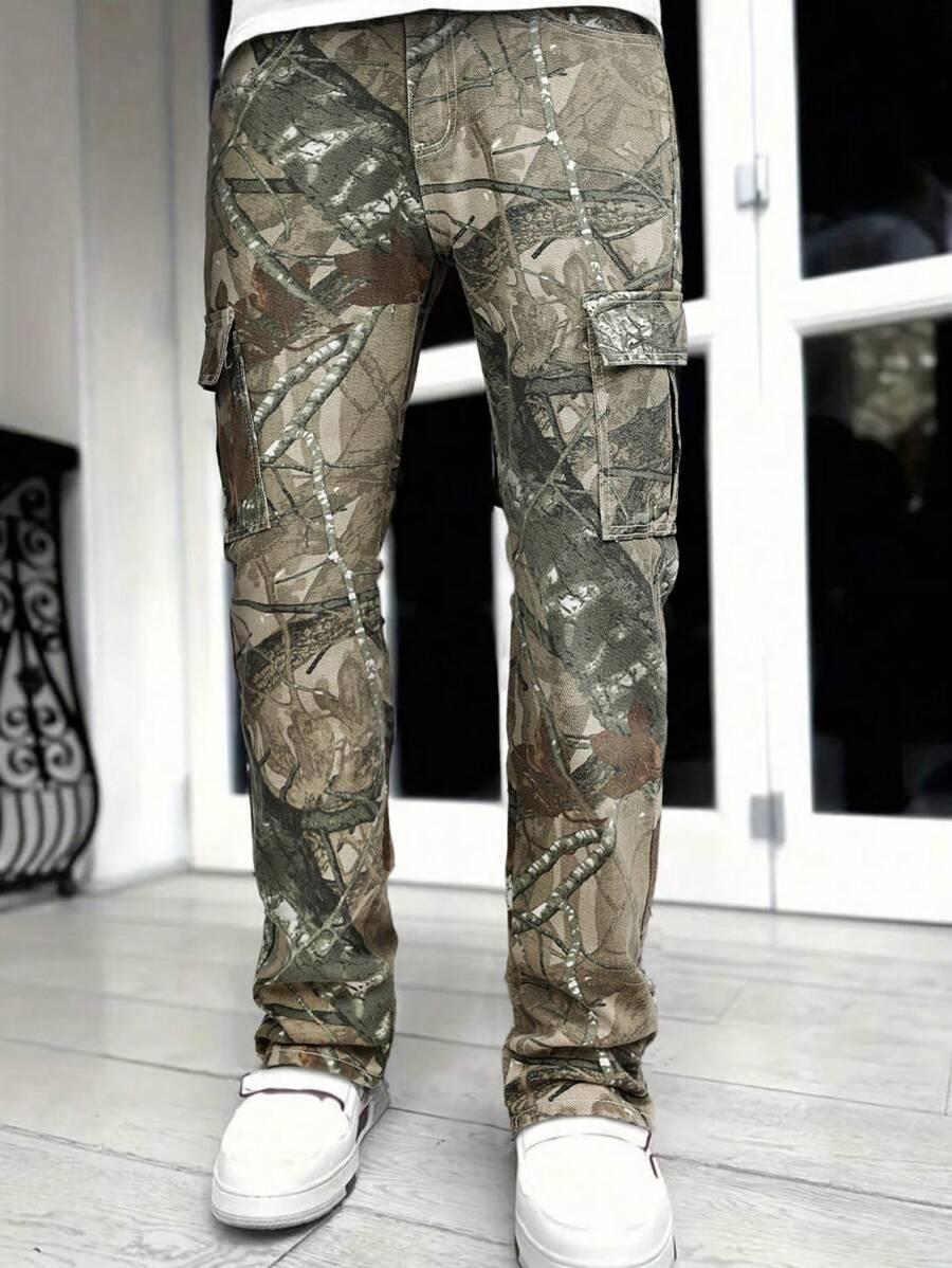 spodnie jeans wzór moro