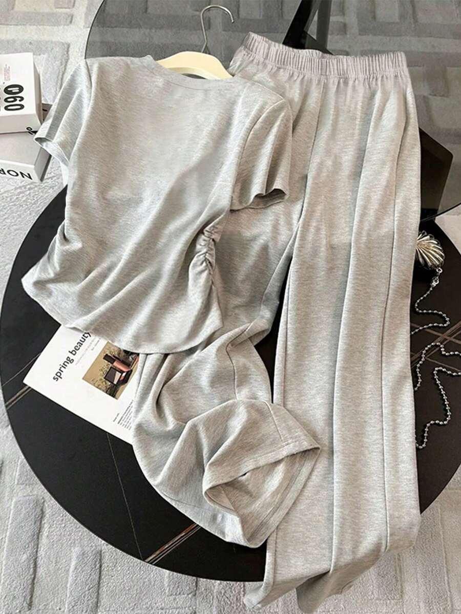 szary KOMPLET T-SHIRT SPODNIE