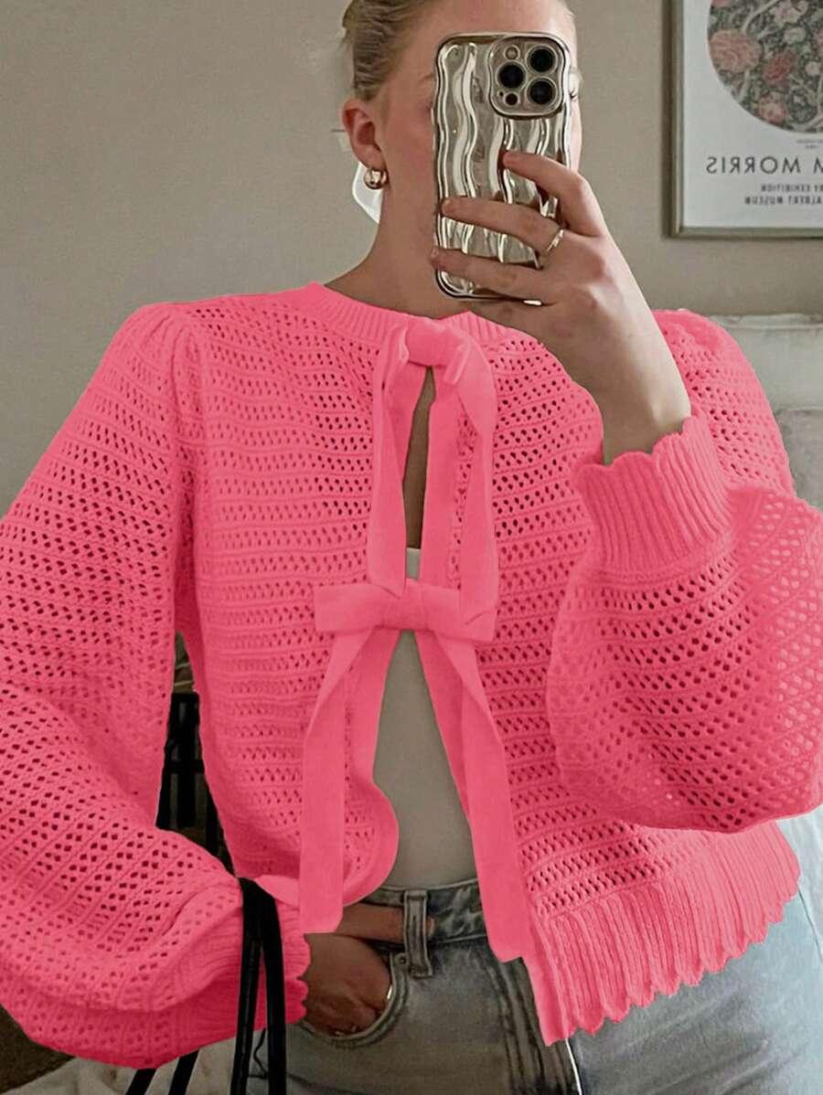 różowy sweter wiązanie