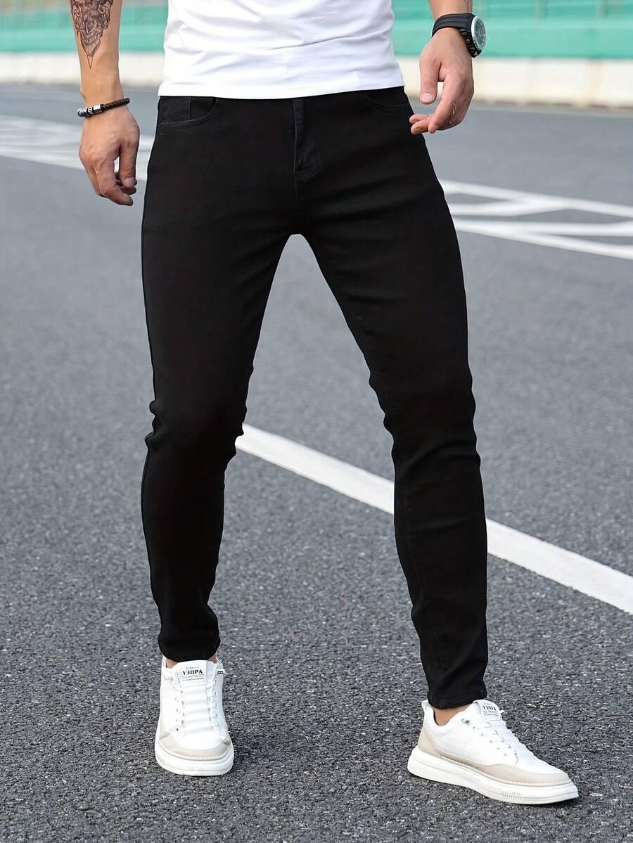 CZARNE OCIEPLANE SPODNIE JEANS