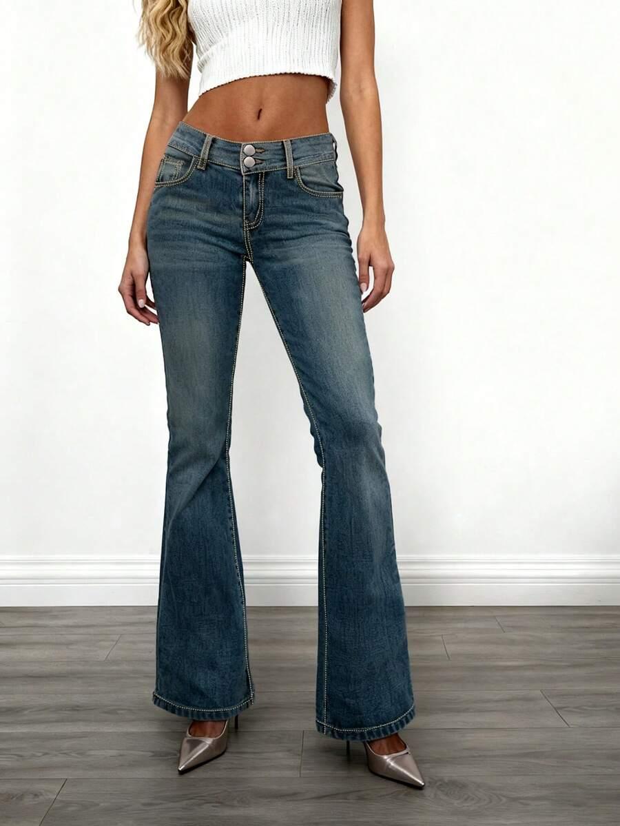 GRANATOWE SPODNIE JEANS
