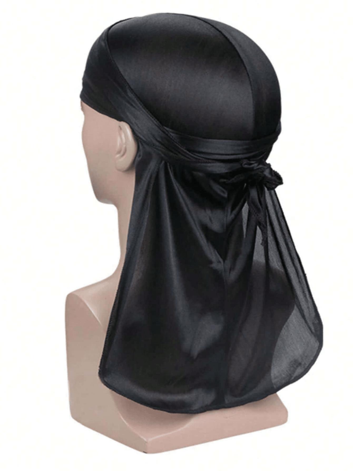 CZARNY SATYNOWY TURBAN