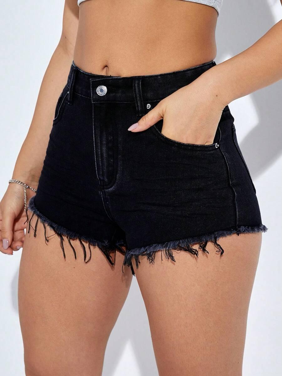 CZARNE SPODENKI JEANSOWE