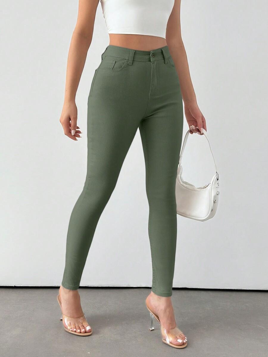 ZIELONE SPODNIE JEANS RURKI